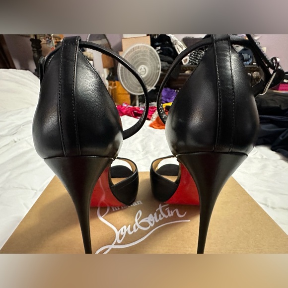 Christian Louboutin Very Kathy 12, Black Leather Sandals Sz 42 - Picture 2 of 13